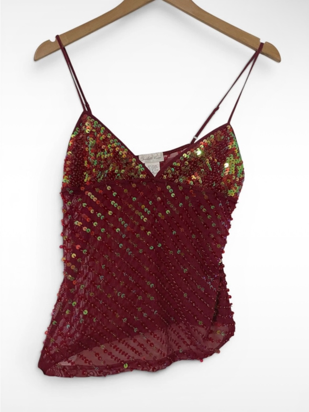 Vintage Y2K Charlotte Russe Beaded and Sequined Babydoll Cami
